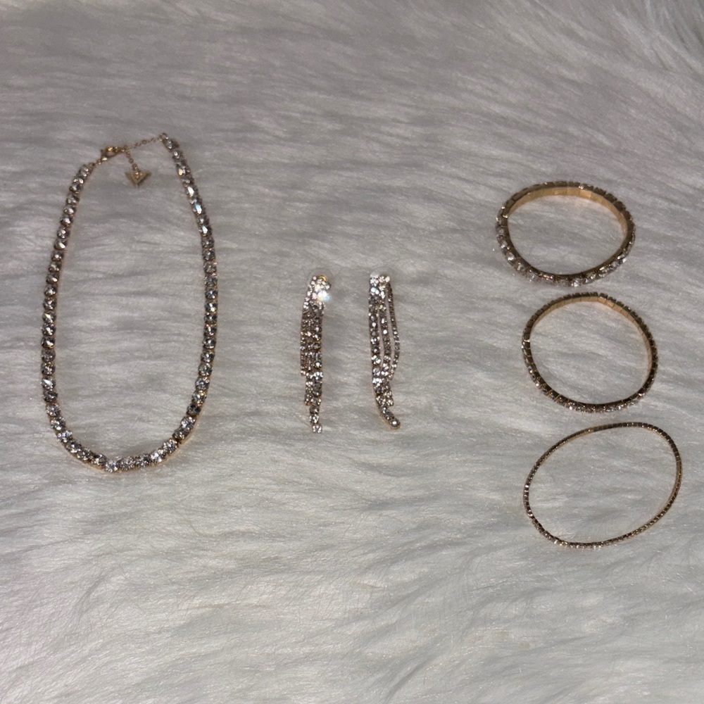 Guess Silver Necklace and Jewelry Set